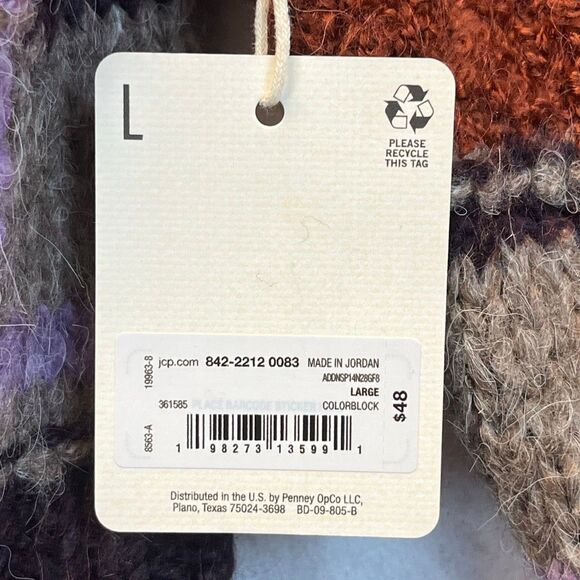 NWT a.n.a. Women’s Patchwork Sweater Large Colorblock Long Sleeve Boho Brown NEW - Picture 9 of 14